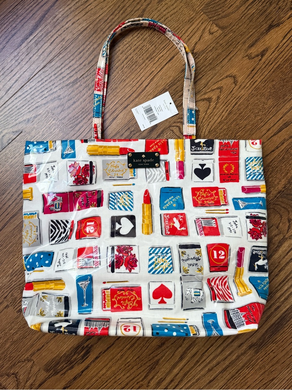 NWT Kate Spade New York Matchbook & Lipstick Print Bon Shopper Tote